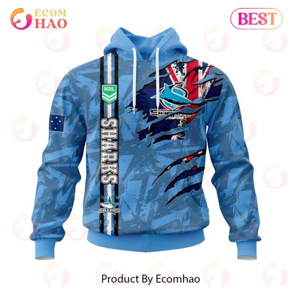 NRL Cronulla-Sutherland Sharks Personalized Name & Number 3D Hoodie