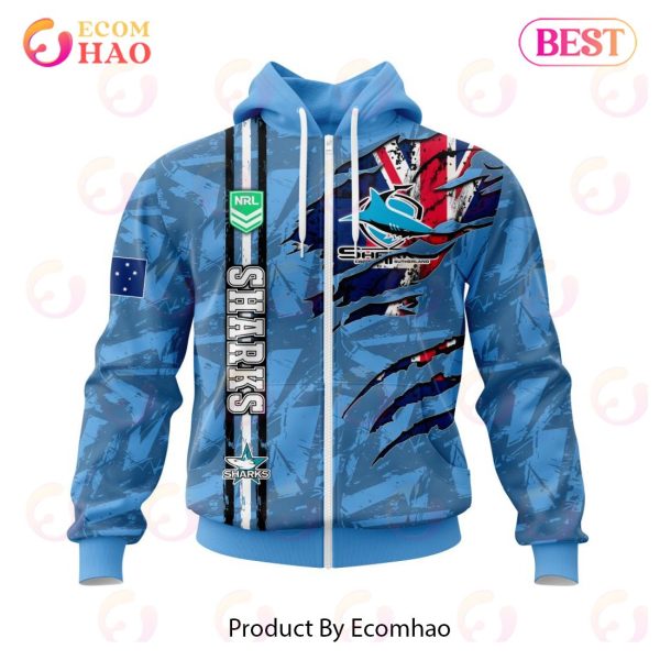 NRL Cronulla-Sutherland Sharks Personalized Name & Number 3D Hoodie