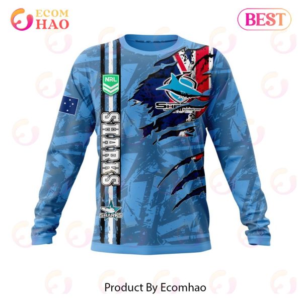 NRL Cronulla-Sutherland Sharks Personalized Name & Number 3D Hoodie