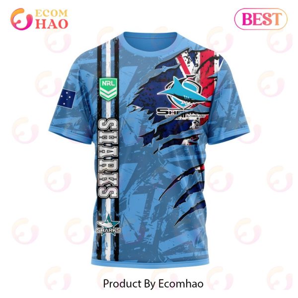NRL Cronulla-Sutherland Sharks Personalized Name & Number 3D Hoodie