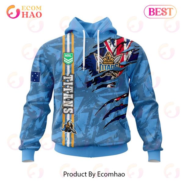 NRL Gold Coast Titans Personalized Name & Number 3D Hoodie