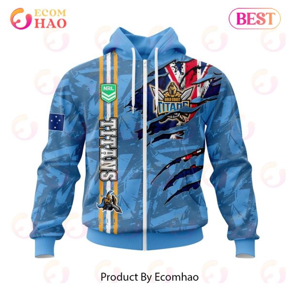 NRL Gold Coast Titans Personalized Name & Number 3D Hoodie