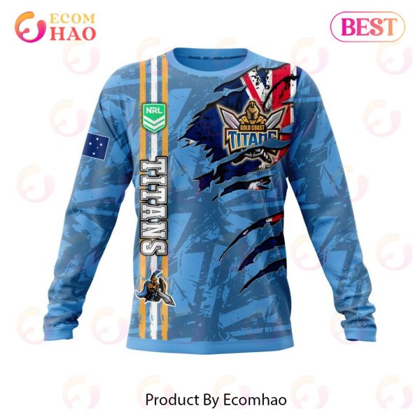 NRL Gold Coast Titans Personalized Name & Number 3D Hoodie