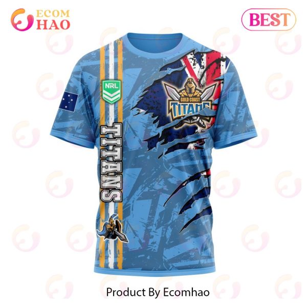 NRL Gold Coast Titans Personalized Name & Number 3D Hoodie