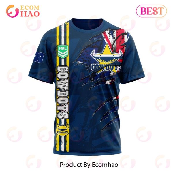 NRL North Queensland Cowboys Personalized Name & Number 3D Hoodie
