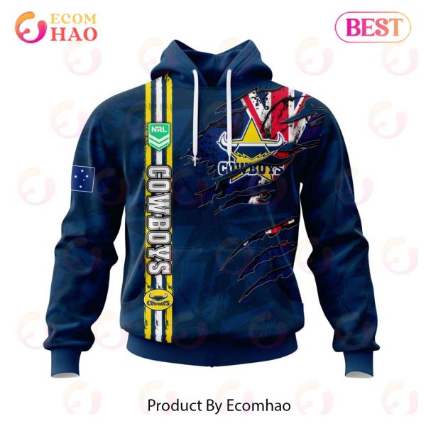 NRL North Queensland Cowboys Personalized Name & Number 3D Hoodie