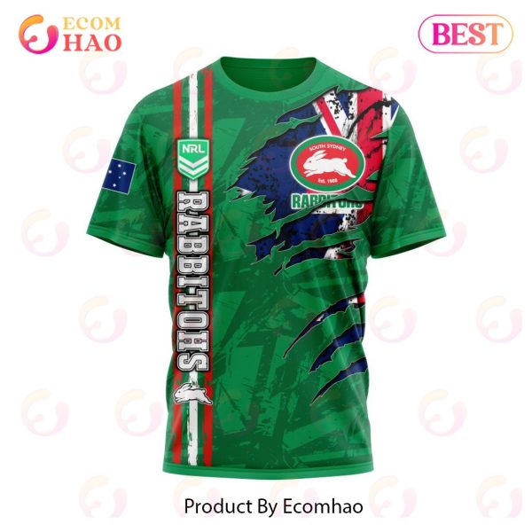NRL South Sydney Rabbitohs Personalized Name & Number 3D Hoodie