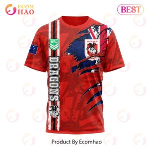 NRL St. George Illawarra Dragons Personalized Name & Number 3D Hoodie