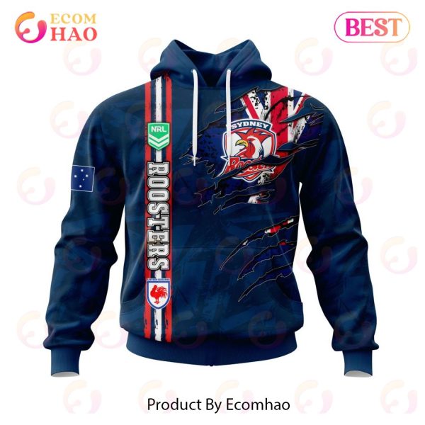 NRL Sydney Roosters Personalized Name & Number 3D Hoodie