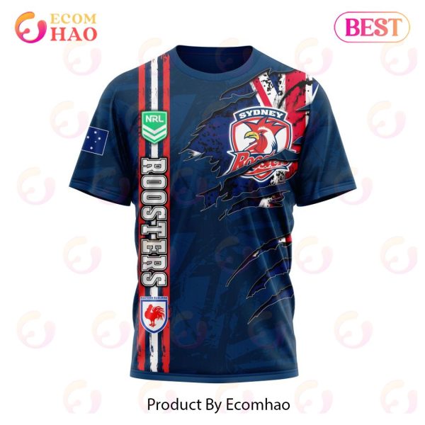 NRL Sydney Roosters Personalized Name & Number 3D Hoodie