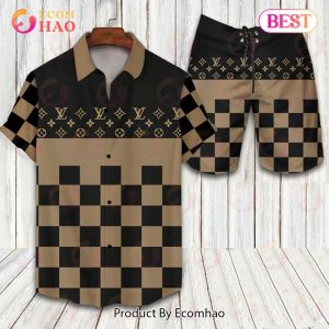 Louis Vuitton Black Square Pattern Hot Trend Summer 2023 LV Hawaiian Shirt And Shorts