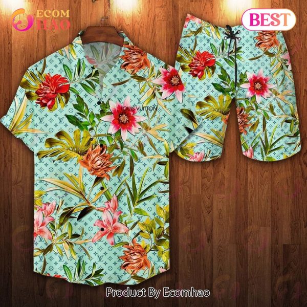Louis Vuitton Flower Summer Pattern LV Hawaiian Shirt And Shorts