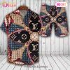Louis Vuitton Logo Pattern Beige Color LV Hawaiian Shirt And Shorts