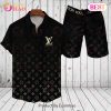 Louis Vuitton Logo Pattern Black Color LV Hawaiian Shirt And Shorts