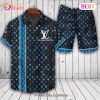 Louis Vuitton Logo Pattern Blue LV Hawaiian Shirt And Shorts