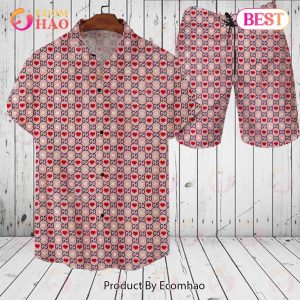 Gucci Logo Pattern Pink Color Hawaiian Shirt And Shorts