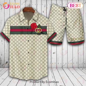 Gucci Rose Flower GC Hawaiian Shirt And Shorts