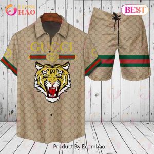 Gucci Tiger Pattern GC Hawaiian Shirt And Shorts
