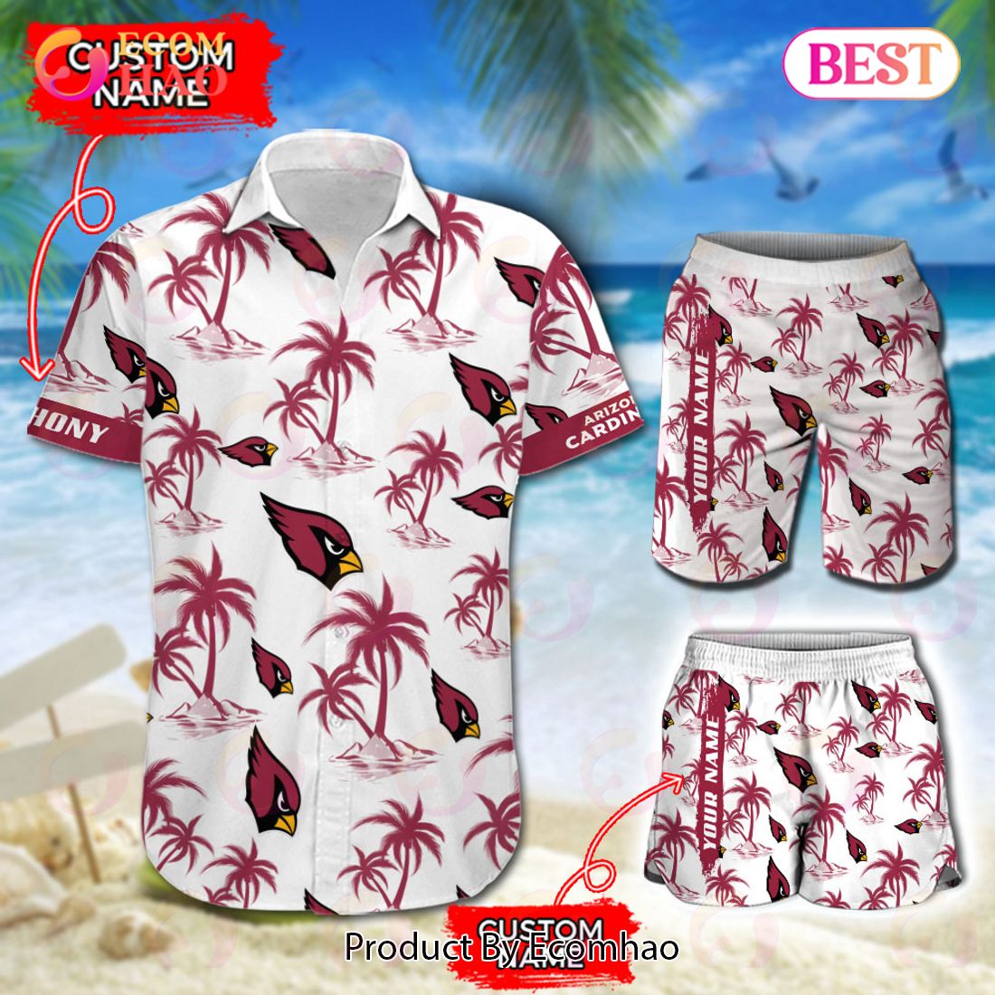 Arizona Cardinals NFL Logo Combo Hawaiian Shirt And Short Summer For Men  Women - Freedomdesign