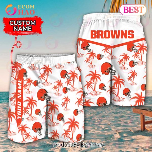 NFL Cleveland Browns Logo Pattern Hawaiian Shirt And Short