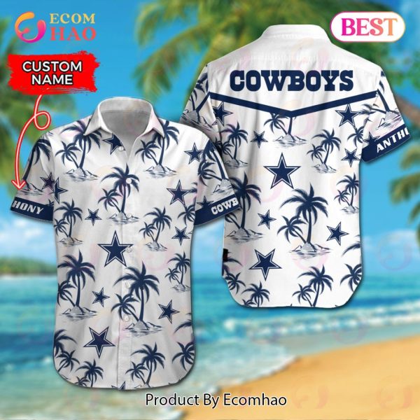 NFL Dallas Cowboys Custom Name American Flag Short Sleeve Hawaiian Shirt  And Short