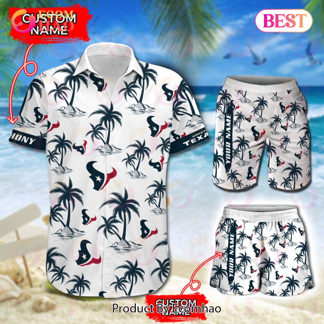 NFL Houston Texans Logo Pattern Hawaiian Shirt And Short