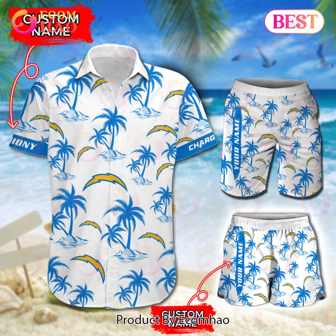 Los Angeles Chargers Lilo And Stitch Hawaiian Shirt And Shorts -  Freedomdesign