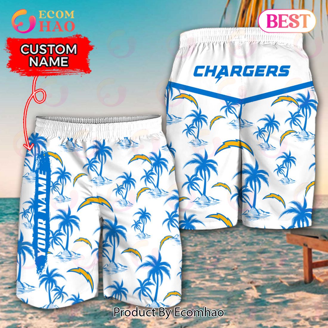 Los Angeles Chargers NFL Hawaiian Shirt Short Sleeve Big Logo -  Freedomdesign