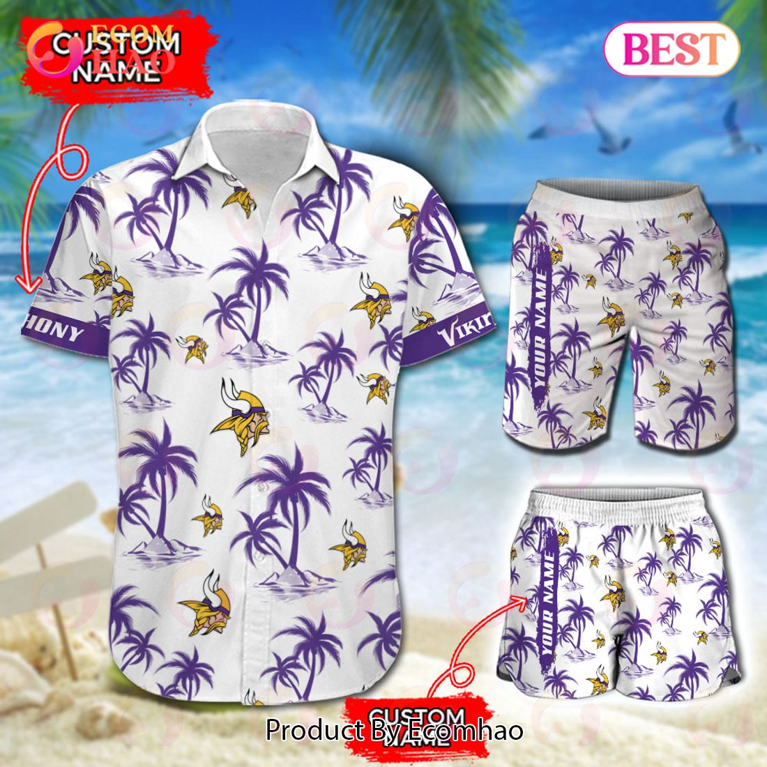 NFL Minnesota Vikings Logo Pattern Hawaiian Shirt And Short