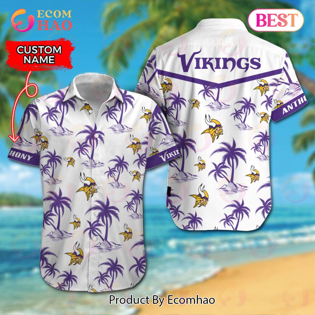 NFL Minnesota Vikings Logo Pattern Hawaiian Shirt And Short