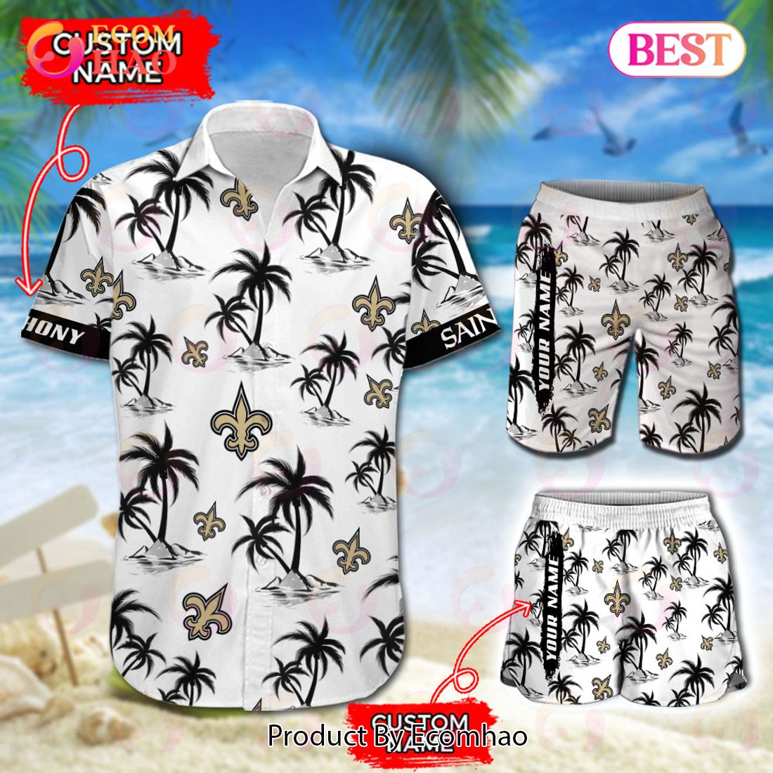 NFL New Orleans Saints Logo Pattern Hawaiian Shirt And Short