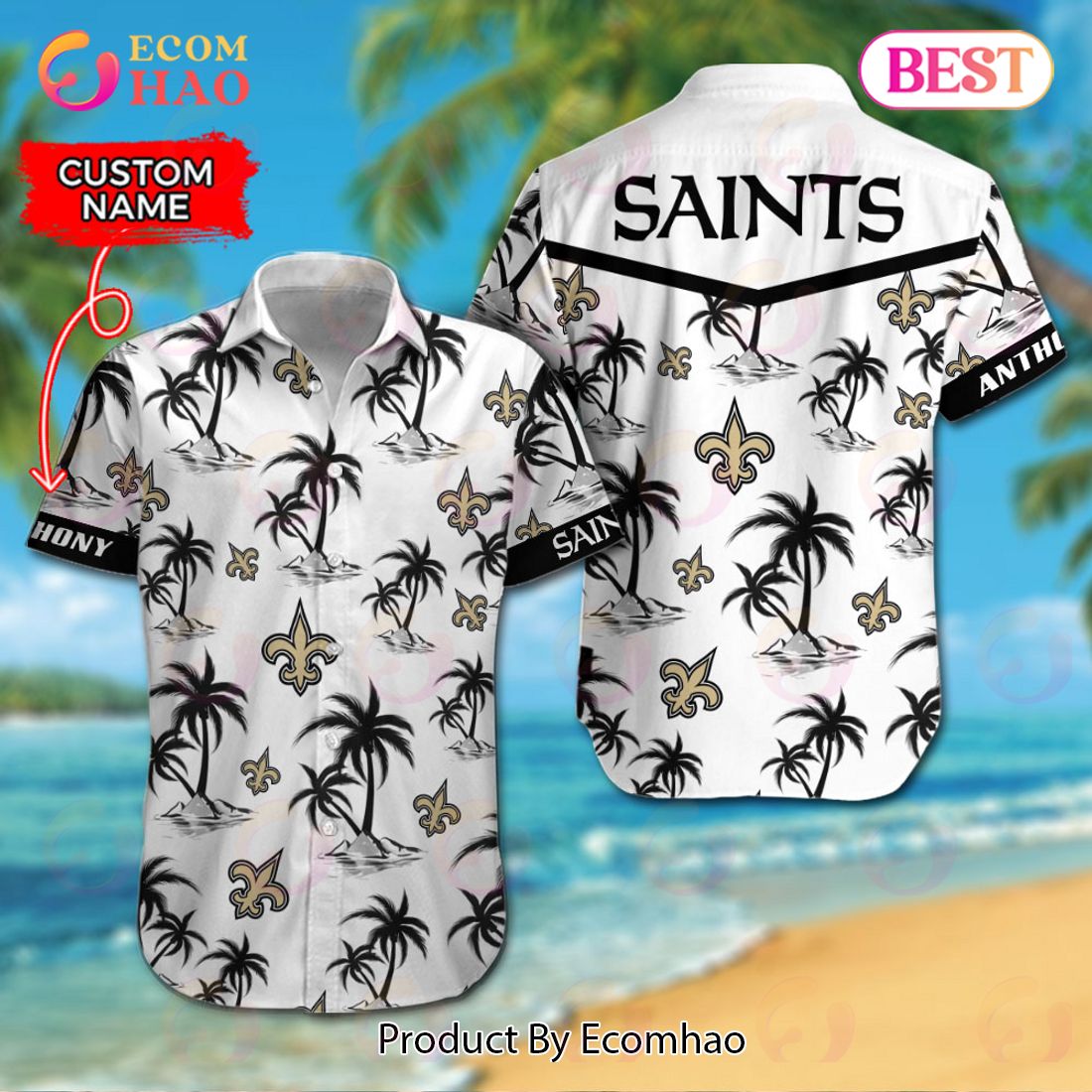 New Orleans Saints Nfl Flowers Pattern And Symbol Over Print Hawaiian Shirt  And Beach Short - Freedomdesign