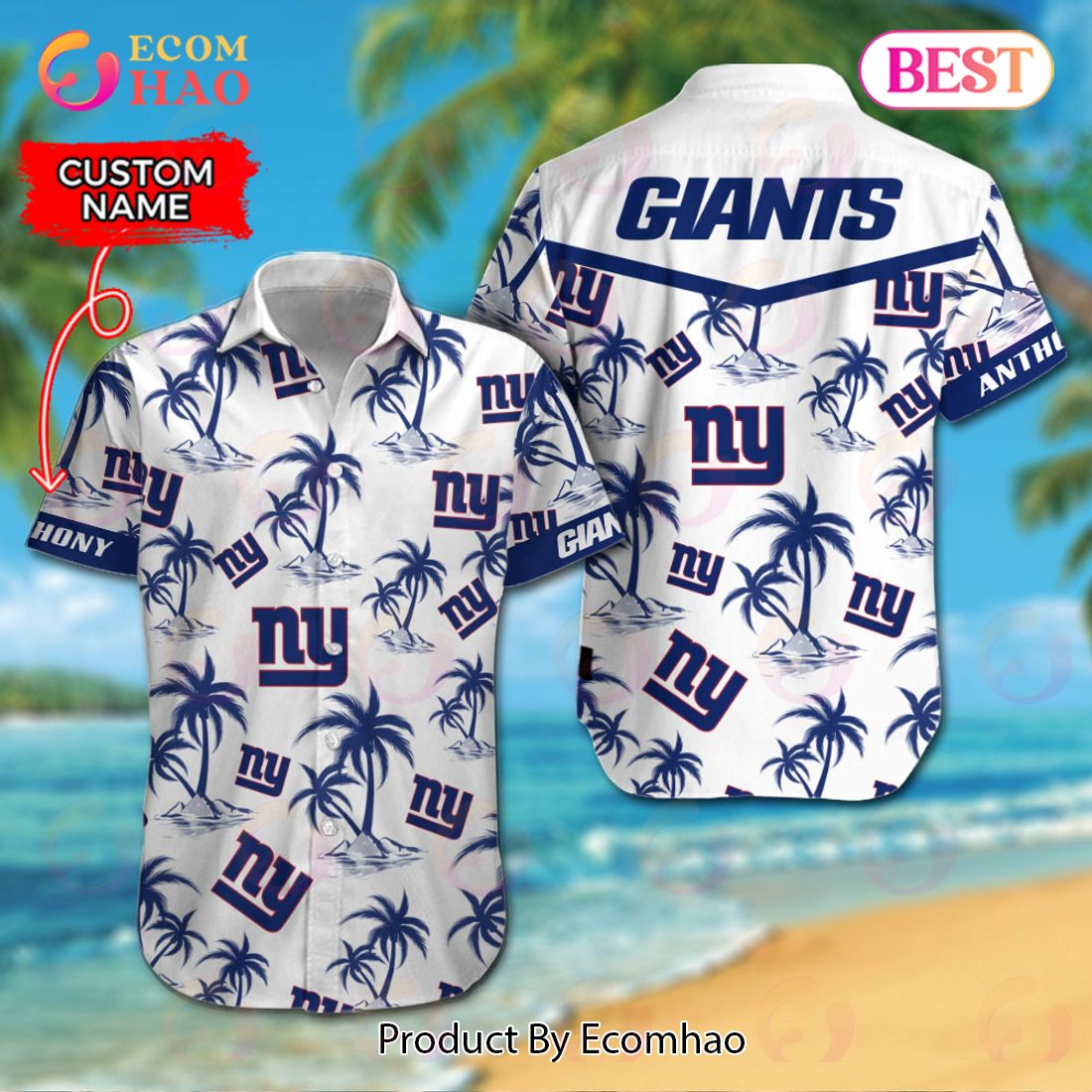 NFL New York Giants Logo Pattern Hawaiian Shirt And Short