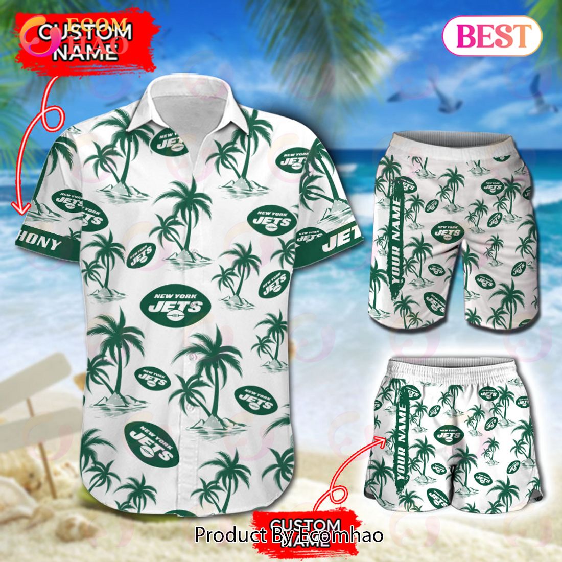 NFL New York Jets Logo Pattern Hawaiian Shirt And Short