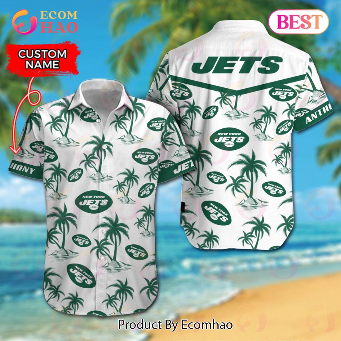 NFL New York Jets Logo Pattern Hawaiian Shirt And Short