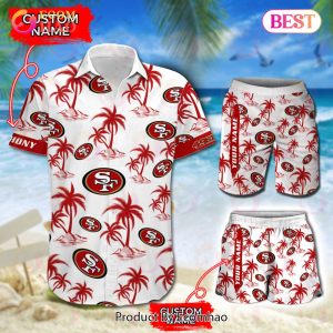 NFL San Francisco 49ers Logo Pattern Hawaiian Shirt And Short