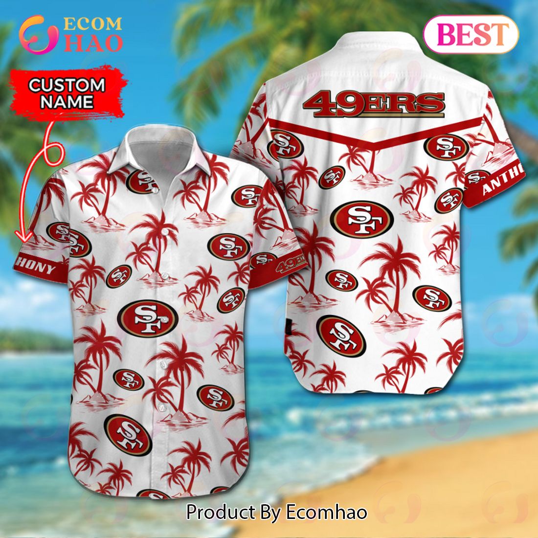 NFL San Francisco 49ers Logo Pattern Hawaiian Shirt And Short