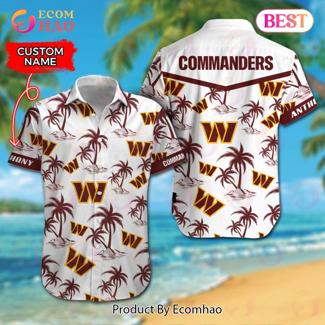 NFL Washington Commanders Logo Pattern Hawaiian Shirt And Short