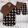 Louis Vuitton Logo Pattern Brown Beige LV Hawaiian Shirt And Shorts