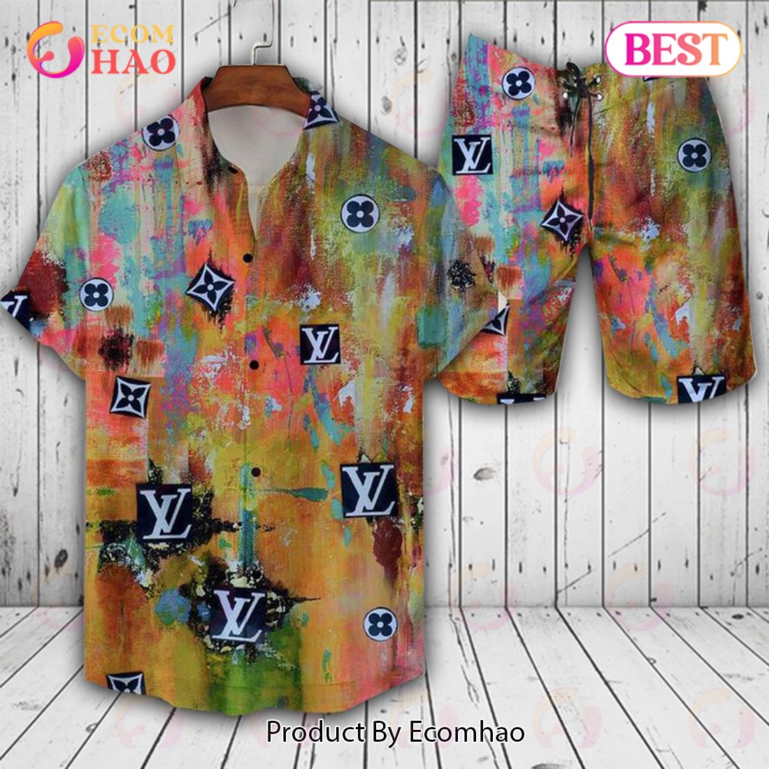 Louis Vuitton Flower Pattern LV Hawaiian Shirt And Shorts - Ecomhao Store