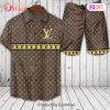 Louis Vuitton Logo Pattern Brown Color LV Hawaiian Shirt And Shorts