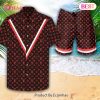 Louis Vuitton Logo Pattern Red Blue Hot Color Summer 2023 LV Hawaiian Shirt And Shorts