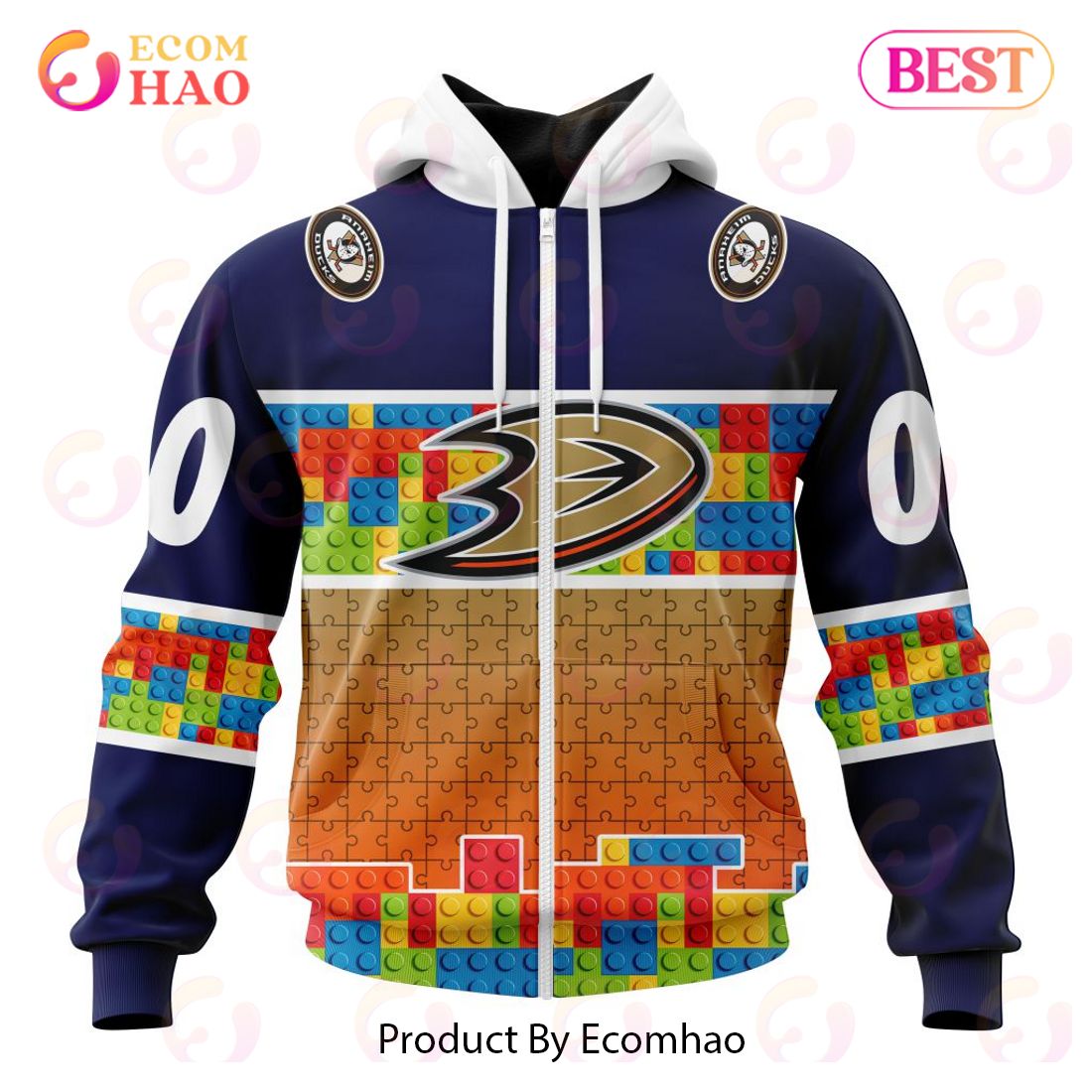 NHL Anaheim Ducks Special Autism Awareness Design 3D Hoodie