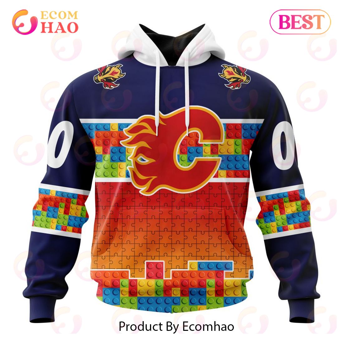 NHL Calgary Flames Special Autism Awareness Design 3D Hoodie