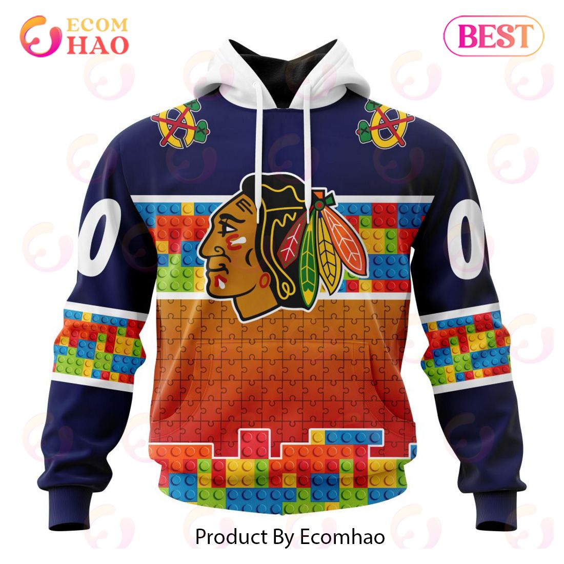 NHL Chicago Blackhawks Special Autism Awareness Design 3D Hoodie