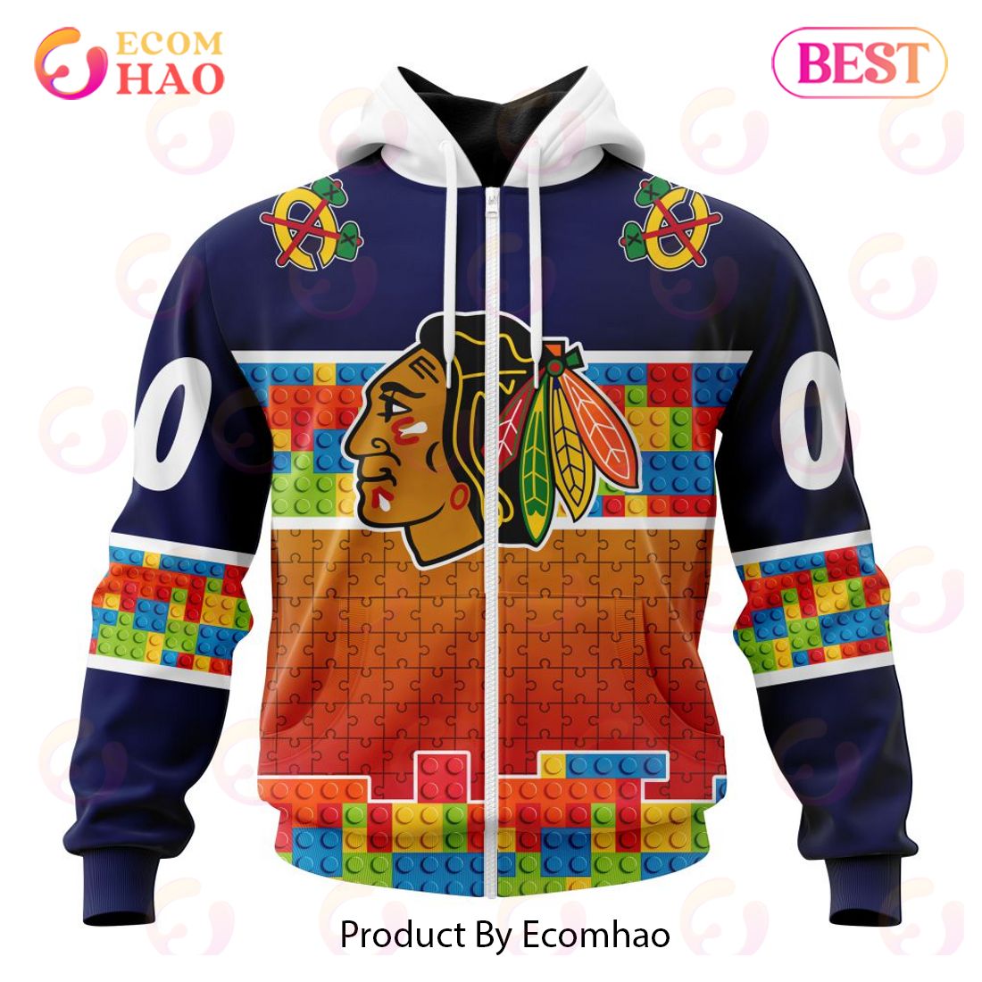 NHL Chicago Blackhawks Special Autism Awareness Design 3D Hoodie