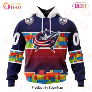 NHL Columbus Blue Jackets Special Autism Awareness Design 3D Hoodie