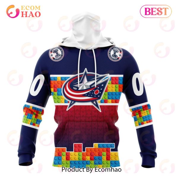 NHL Columbus Blue Jackets Special Autism Awareness Design 3D Hoodie