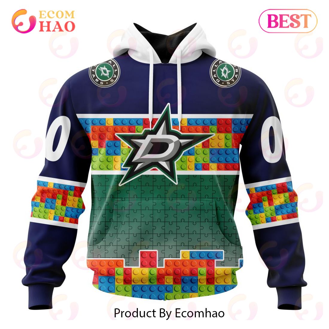 NHL Dallas Stars Special Autism Awareness Design 3D Hoodie