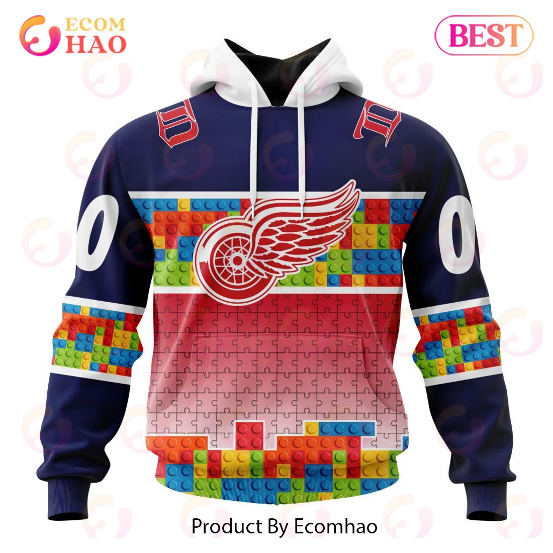 NHL Detroit Red Wings Special Autism Awareness Design 3D Hoodie